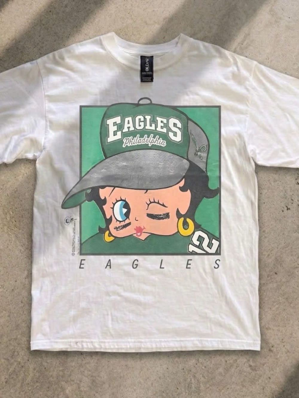 Betty Boop Philadelphia Eagles Graphic T-shirt White Oversized Tee